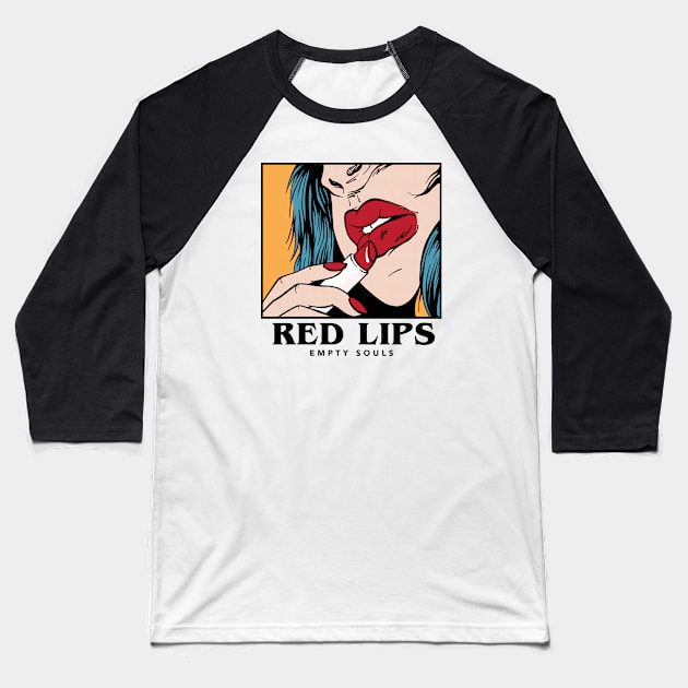 Red Lips empty souls Baseball T-Shirt by CHAKRart